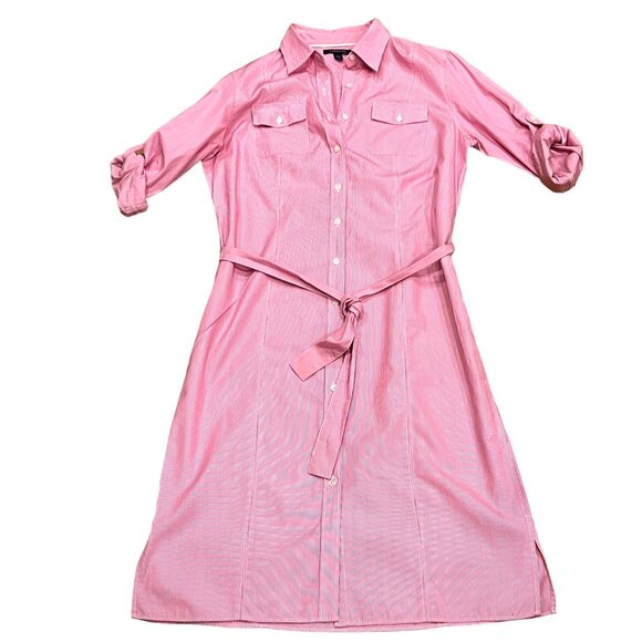 Lands' End Striped Midi Shirt Dress, Cotton, 10 - Picture 1 of 8